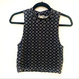 Mock Neck, Printed Crop Top